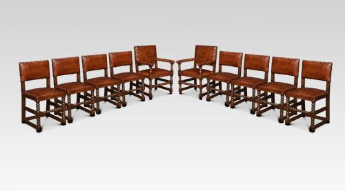 set of ten substantial oak dining chairs - CATEGORY: ANTIQUE CHAIRS - DATED 1910