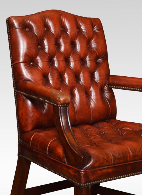 GEORGIAN STYLE LEATHER GAINSBOROUGH LIBRARY CHAIRS - ADDITIONAL PHOTO 2