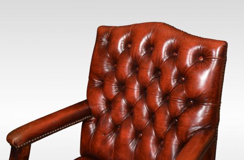 GEORGIAN STYLE LEATHER GAINSBOROUGH LIBRARY CHAIRS - ADDITIONAL PHOTO 4