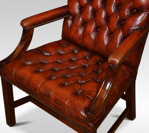 GEORGIAN STYLE LEATHER GAINSBOROUGH LIBRARY CHAIRS - ADDITIONAL PHOTO 5