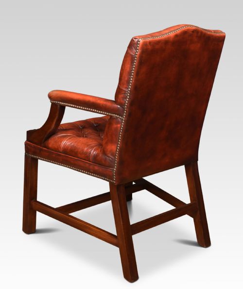 GEORGIAN STYLE LEATHER GAINSBOROUGH LIBRARY CHAIRS - ADDITIONAL PHOTO 7