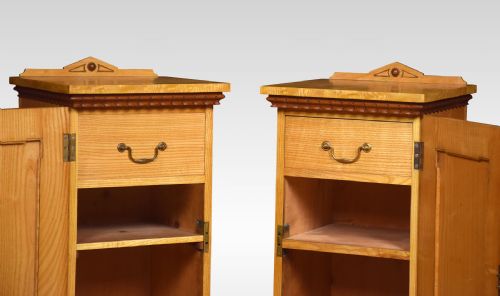 PAIR OF FIGURED ASH BEDSIDE CABINETS - ADDITIONAL PHOTO 4