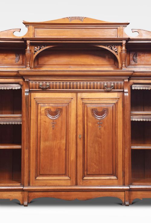 LARGE 19TH CENTURY WALNUT BREAKFRONT BOOKCASE - ADDITIONAL PHOTO 3