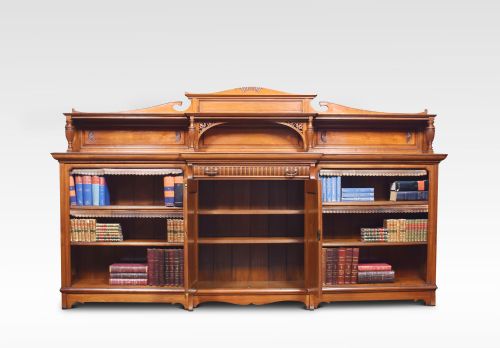 LARGE 19TH CENTURY WALNUT BREAKFRONT BOOKCASE - ADDITIONAL PHOTO 4