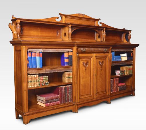 LARGE 19TH CENTURY WALNUT BREAKFRONT BOOKCASE - ADDITIONAL PHOTO 7