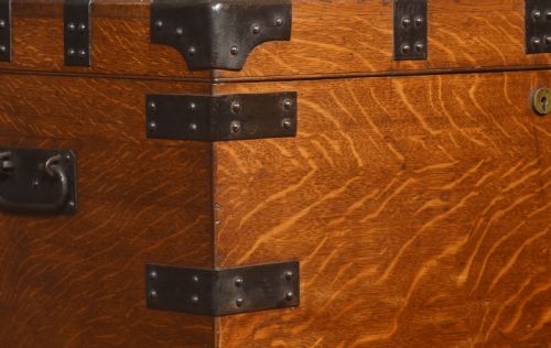 19TH CENTURY OAK AND IRON BOUND SILVER CHEST - ADDITIONAL PHOTO 1