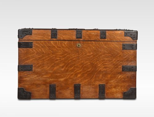 19TH CENTURY OAK AND IRON BOUND SILVER CHEST - ADDITIONAL PHOTO 2
