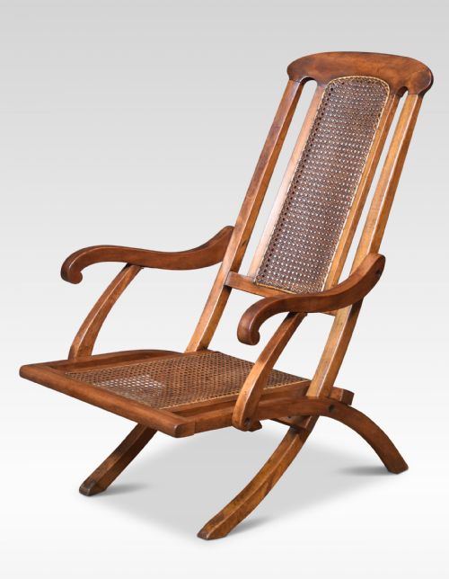 WALNUT FRAMED FOLDING STEAMER DECK CHAIR - ADDITIONAL PHOTO 1