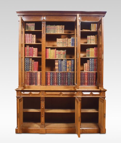 SUBSTANTIAL 19TH CENTURY CARVED OAK BOOKCASE - ADDITIONAL PHOTO 2