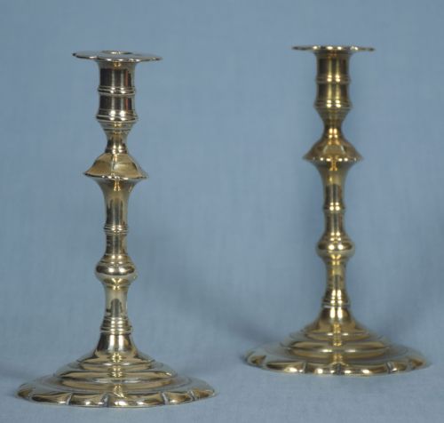 pair of george ii brass candlesticks - CATEGORY: ANTIQUE LIGHTING - DATED GEORGIAN