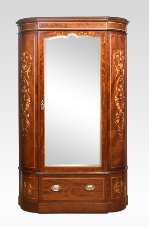 mahogany inlaid wardrobe - CATEGORY: ANTIQUE WARDROBES - DATED 1910