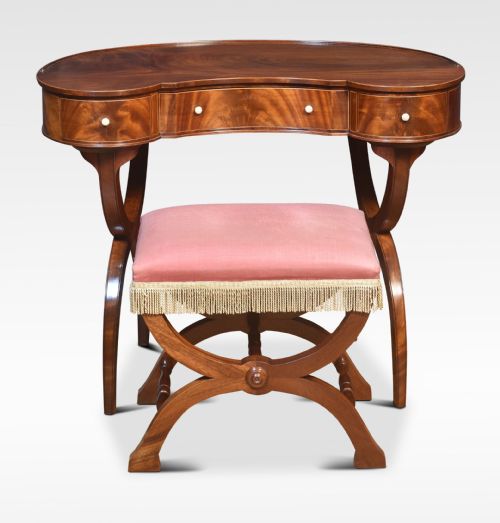 MAHOGANY KIDNEY SHAPED LADYS DRESSING TABLE AND STOOL - ADDITIONAL PHOTO 1