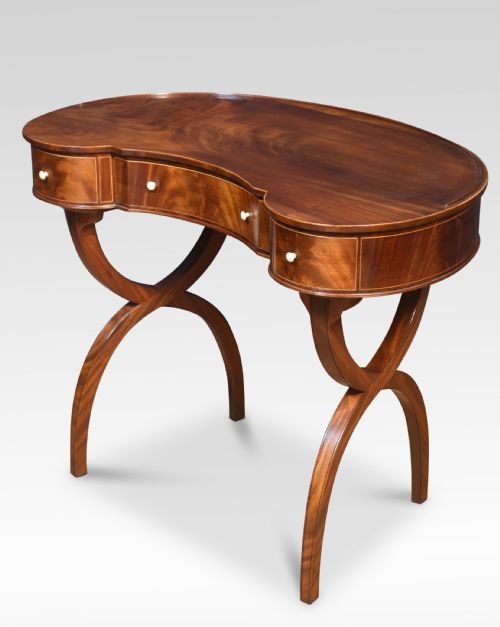 MAHOGANY KIDNEY SHAPED LADYS DRESSING TABLE AND STOOL - ADDITIONAL PHOTO 4