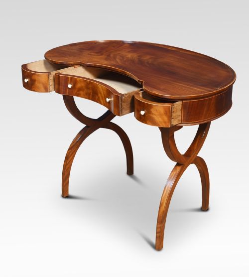 MAHOGANY KIDNEY SHAPED LADYS DRESSING TABLE AND STOOL - ADDITIONAL PHOTO 5