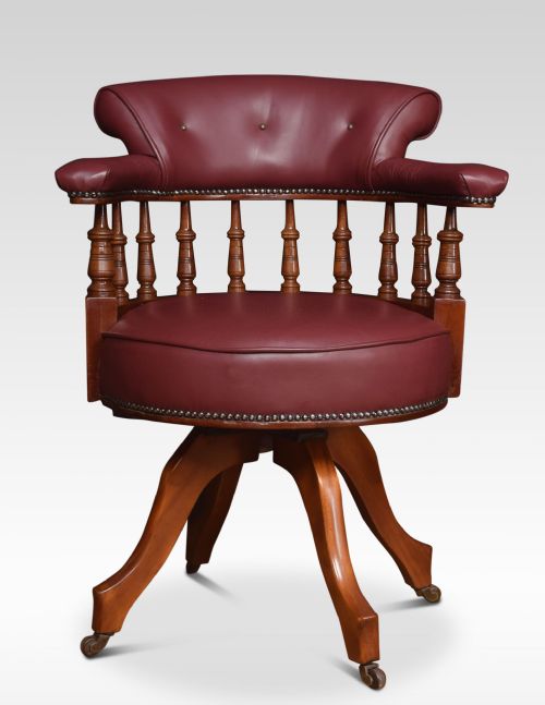 mahogany framed captains office chair - CATEGORY: ANTIQUE CHAIRS - DATED 1900