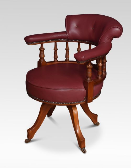 MAHOGANY FRAMED CAPTAINS OFFICE CHAIR - ADDITIONAL PHOTO 3