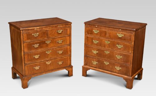 pair of bachelors figured walnut and feather banded chests - CATEGORY: ANTIQUE CHEST OF DRAWERS - DATED 1900