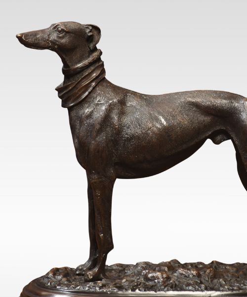 BRONZE SCULPTURE OF A GREYHOUND - ADDITIONAL PHOTO 1