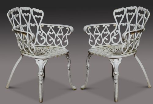 SET OF FIVE CAST IRON COALBROOKDALE STYLE GARDEN CHAIRS - ADDITIONAL PHOTO 1