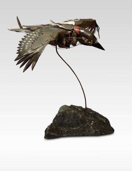metalwork sculpture of a woodpecker - CATEGORY: ANTIQUE METAL - DATED 1940