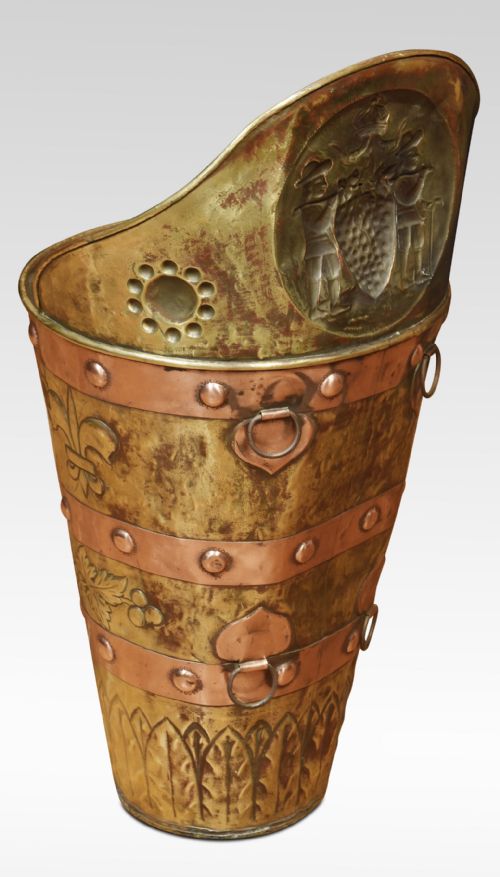 19TH CENTURY BRASS AND COPPER UMBRELLA STAND - ADDITIONAL PHOTO 3