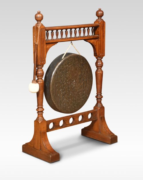 early 20th century walnut framed dinner gong - CATEGORY: ANTIQUE MISCELLANEOUS - DATED 1910