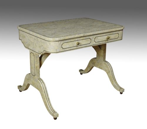 tesselated stone and brass sofa table - CATEGORY: ANTIQUE TABLES - DATED 1920