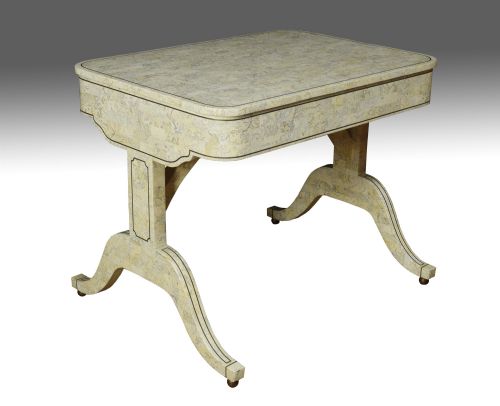 TESSELATED STONE AND BRASS SOFA TABLE - ADDITIONAL PHOTO 3