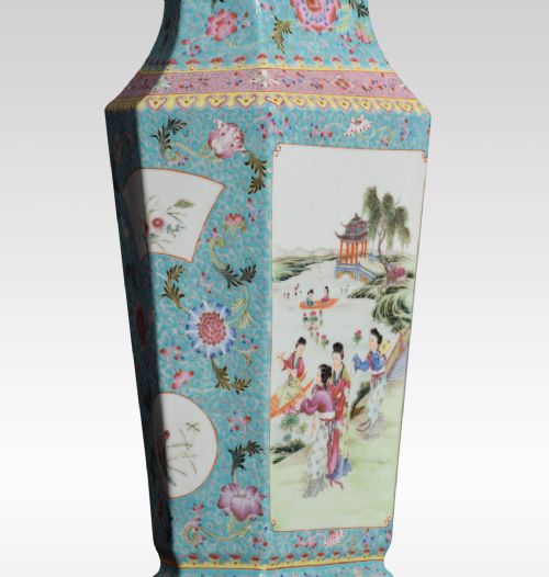 FAMILLE ROSE CANTON PORCELAIN VASE LAMP - ADDITIONAL PHOTO 2