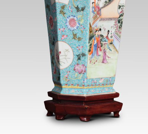 FAMILLE ROSE CANTON PORCELAIN VASE LAMP - ADDITIONAL PHOTO 3