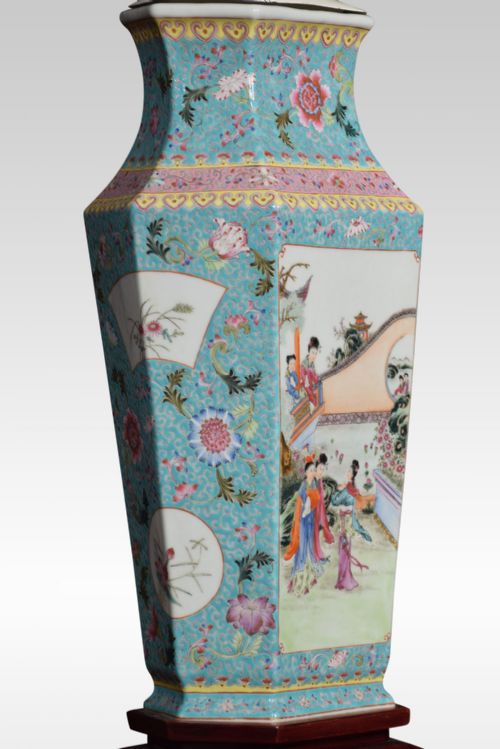 FAMILLE ROSE CANTON PORCELAIN VASE LAMP - ADDITIONAL PHOTO 4