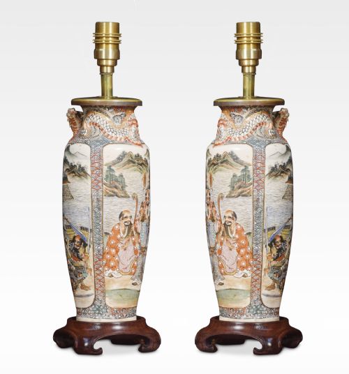 PAIR OF SATSUMA BALUSTERSHAPED VASE LAMPS - ADDITIONAL PHOTO 2