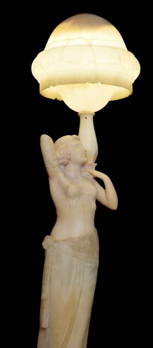 ART DECO ALABASTER FIGURAL LAMP - ADDITIONAL PHOTO 13