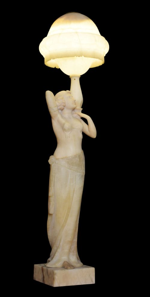 ART DECO ALABASTER FIGURAL LAMP - ADDITIONAL PHOTO 14