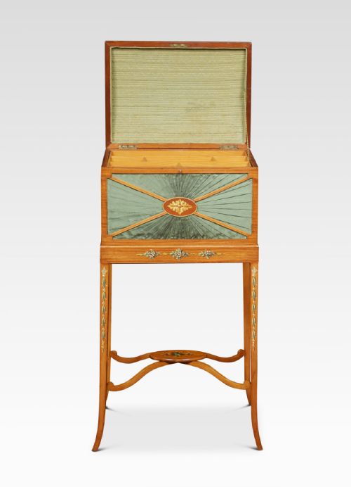 PAINTED SATINWOOD LADIES WORKBOX - ADDITIONAL PHOTO 6