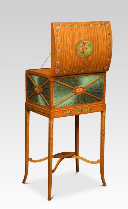 PAINTED SATINWOOD LADIES WORKBOX - ADDITIONAL PHOTO 9