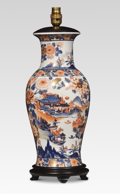 JAPANESE IMARI PORCELAIN VASE LAMP - ADDITIONAL PHOTO 4