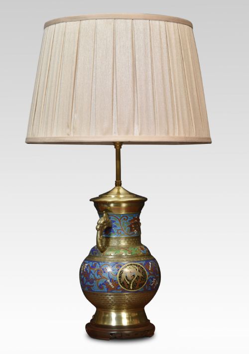 CHINESE CLOISONNE TWIN HANDLED LAMP BASE