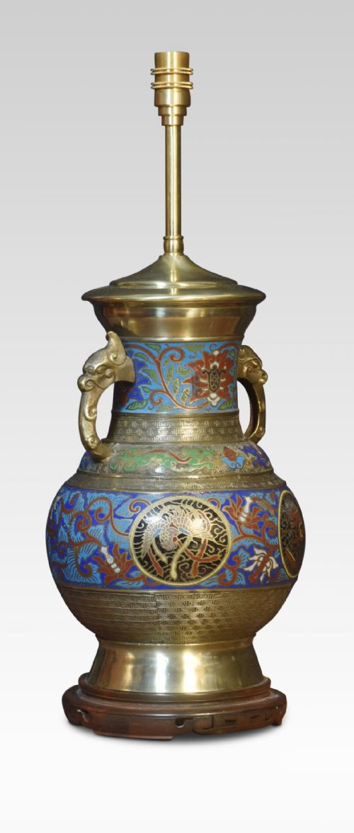 CHINESE CLOISONNE TWIN HANDLED LAMP BASE - ADDITIONAL PHOTO 1