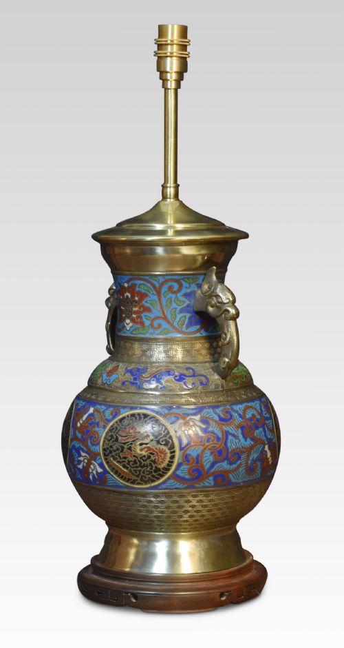 CHINESE CLOISONNE TWIN HANDLED LAMP BASE - ADDITIONAL PHOTO 3