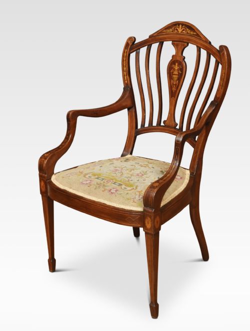 MAHOGANY INLAID ARMCHAIR - ADDITIONAL PHOTO 1