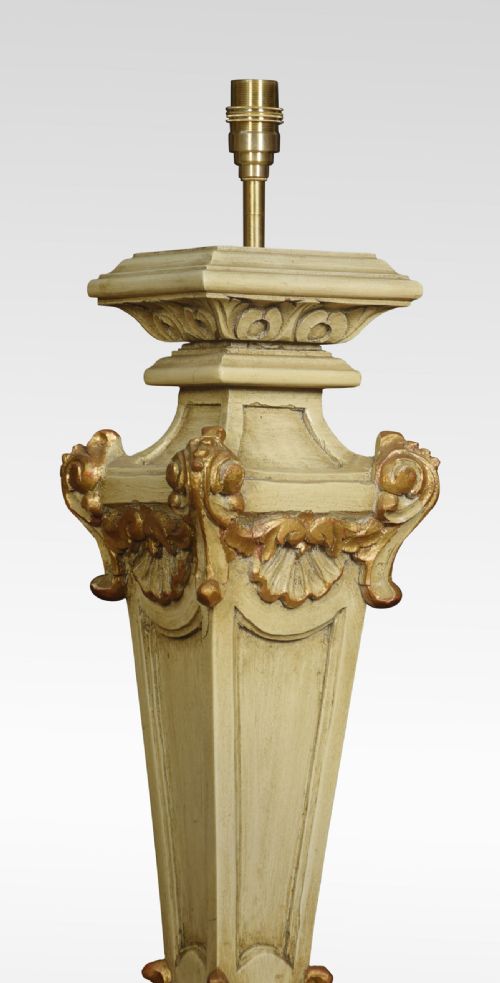 PAIR OF CARVED PAINTED TABLE LAMPS - ADDITIONAL PHOTO 5