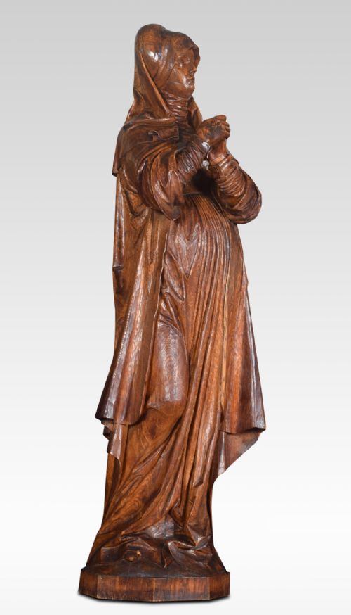19TH CENTURY CARVED OAK FIGURE OF A SAINT - ADDITIONAL PHOTO 1