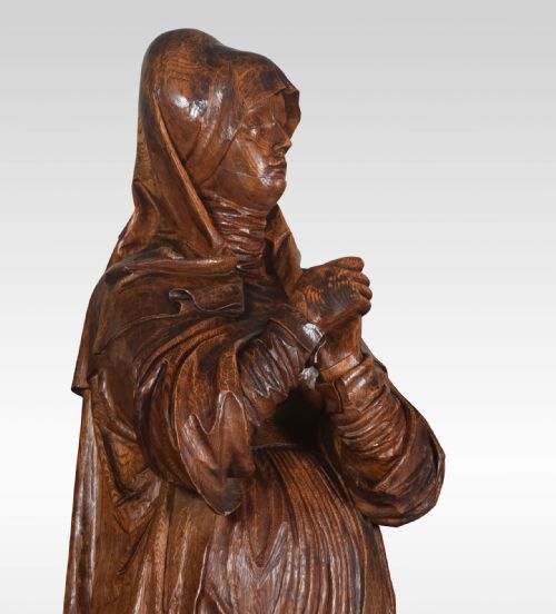 19TH CENTURY CARVED OAK FIGURE OF A SAINT - ADDITIONAL PHOTO 2