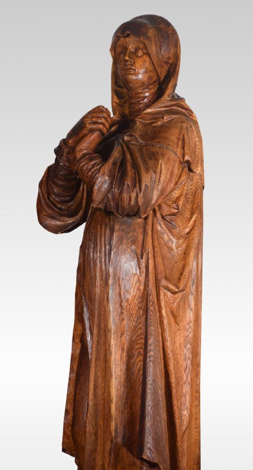 19TH CENTURY CARVED OAK FIGURE OF A SAINT - ADDITIONAL PHOTO 3
