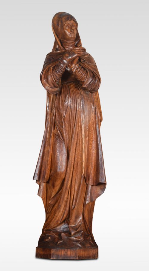 19TH CENTURY CARVED OAK FIGURE OF A SAINT - ADDITIONAL PHOTO 4
