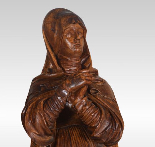 19TH CENTURY CARVED OAK FIGURE OF A SAINT - ADDITIONAL PHOTO 5