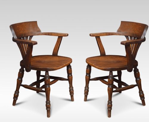 pair of oak office desk chairs - CATEGORY: ANTIQUE CHAIRS - DATED 1910