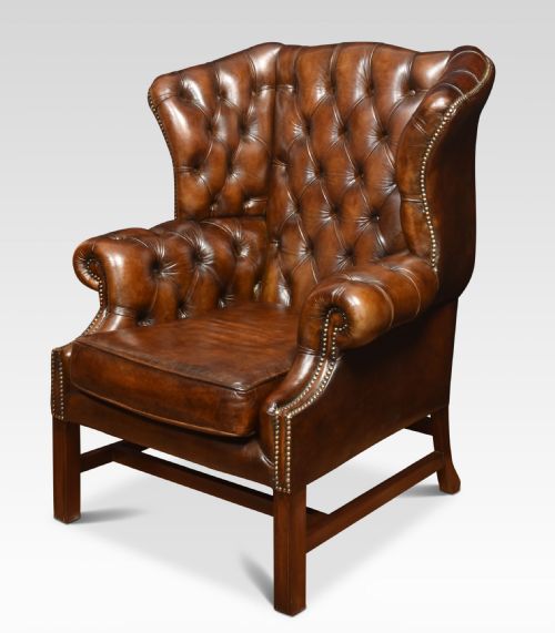 mahogany framed wing armchair - CATEGORY: ANTIQUE CHAIRS - DATED 1910