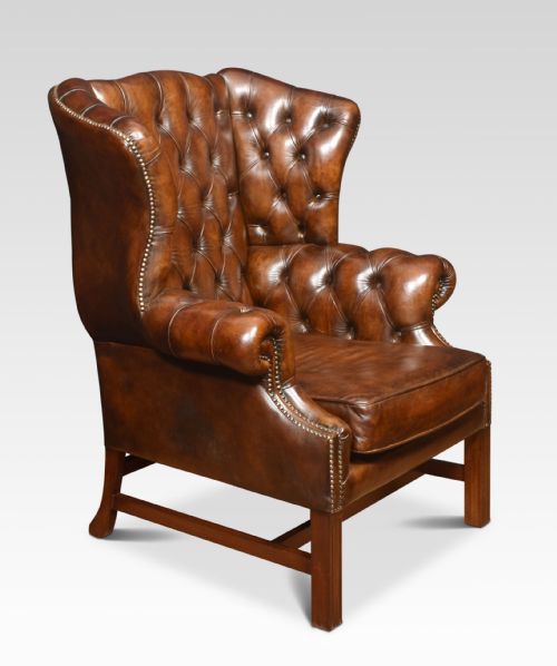 MAHOGANY FRAMED WING ARMCHAIR - ADDITIONAL PHOTO 1